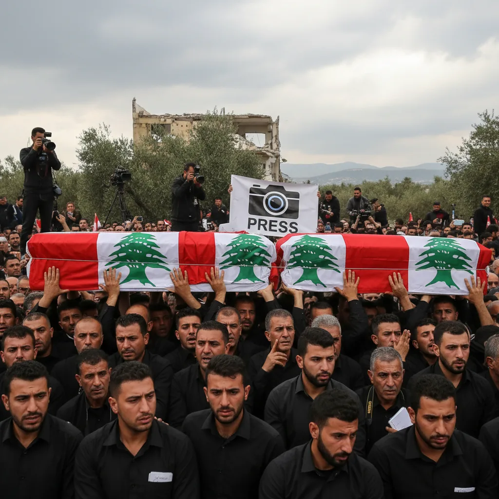 Libano: i funerali dei giornalisti uccisi in un attacco aereo israeliano