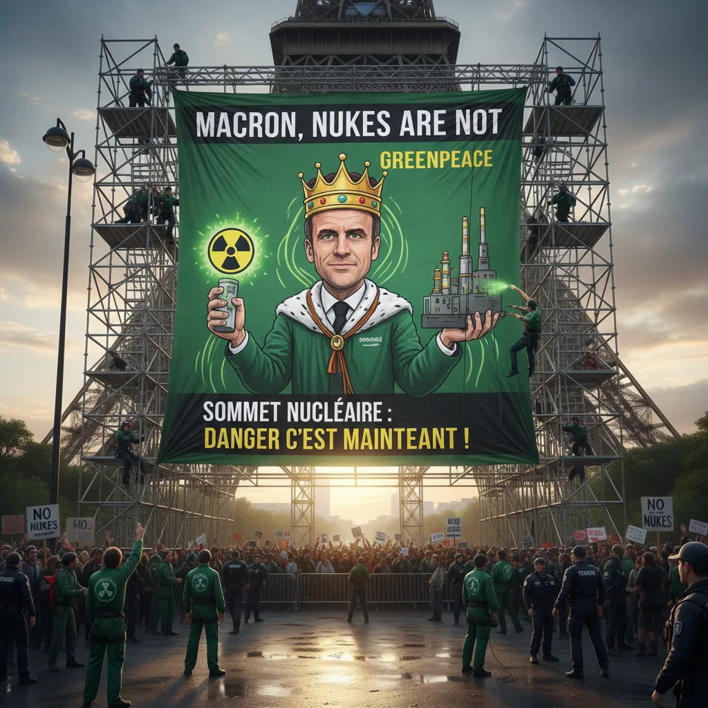 Parigi, il audace gesto di Greenpeace contro Macron al vertice nucleare