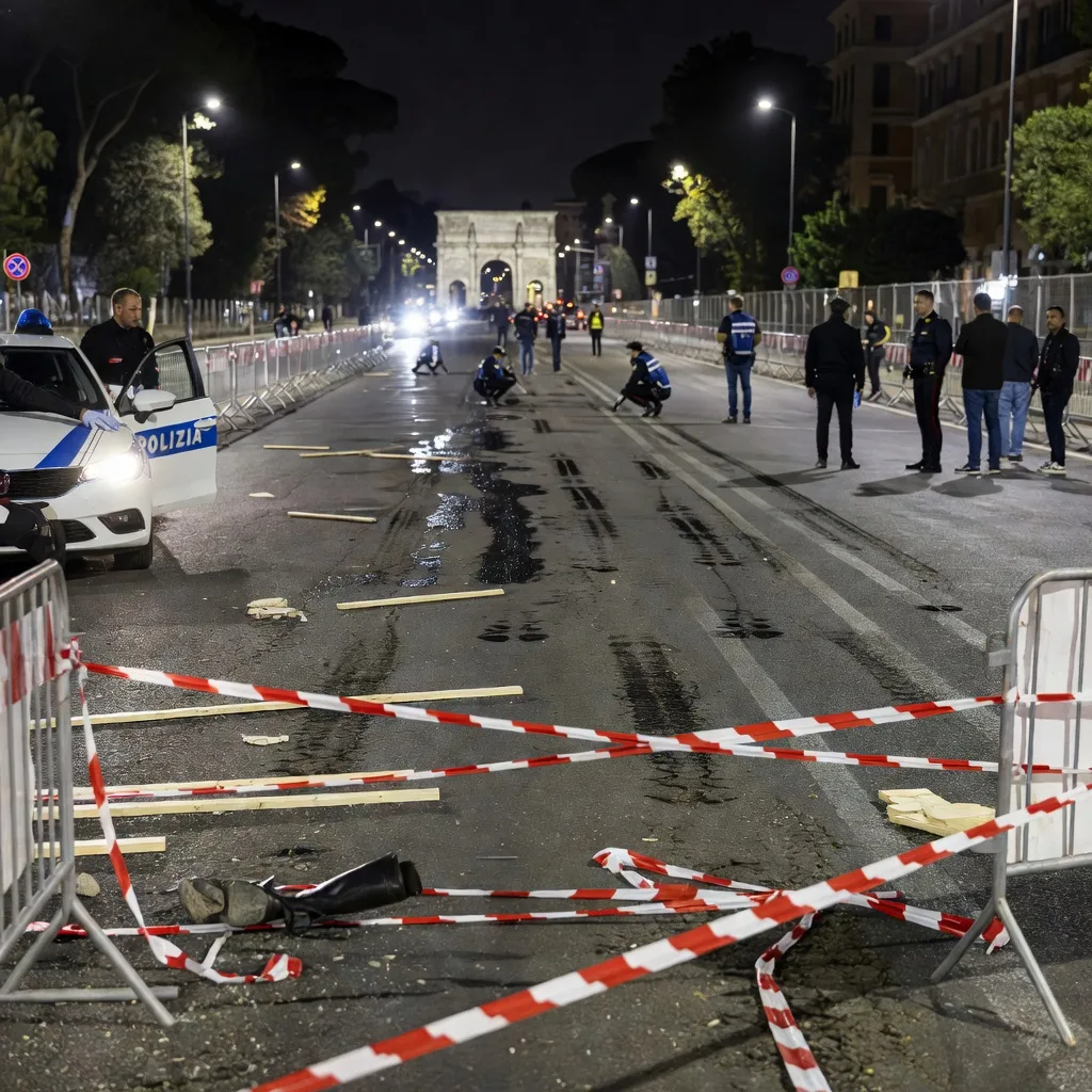 Cavalli in fuga durante le prove notturne del 2 giugno