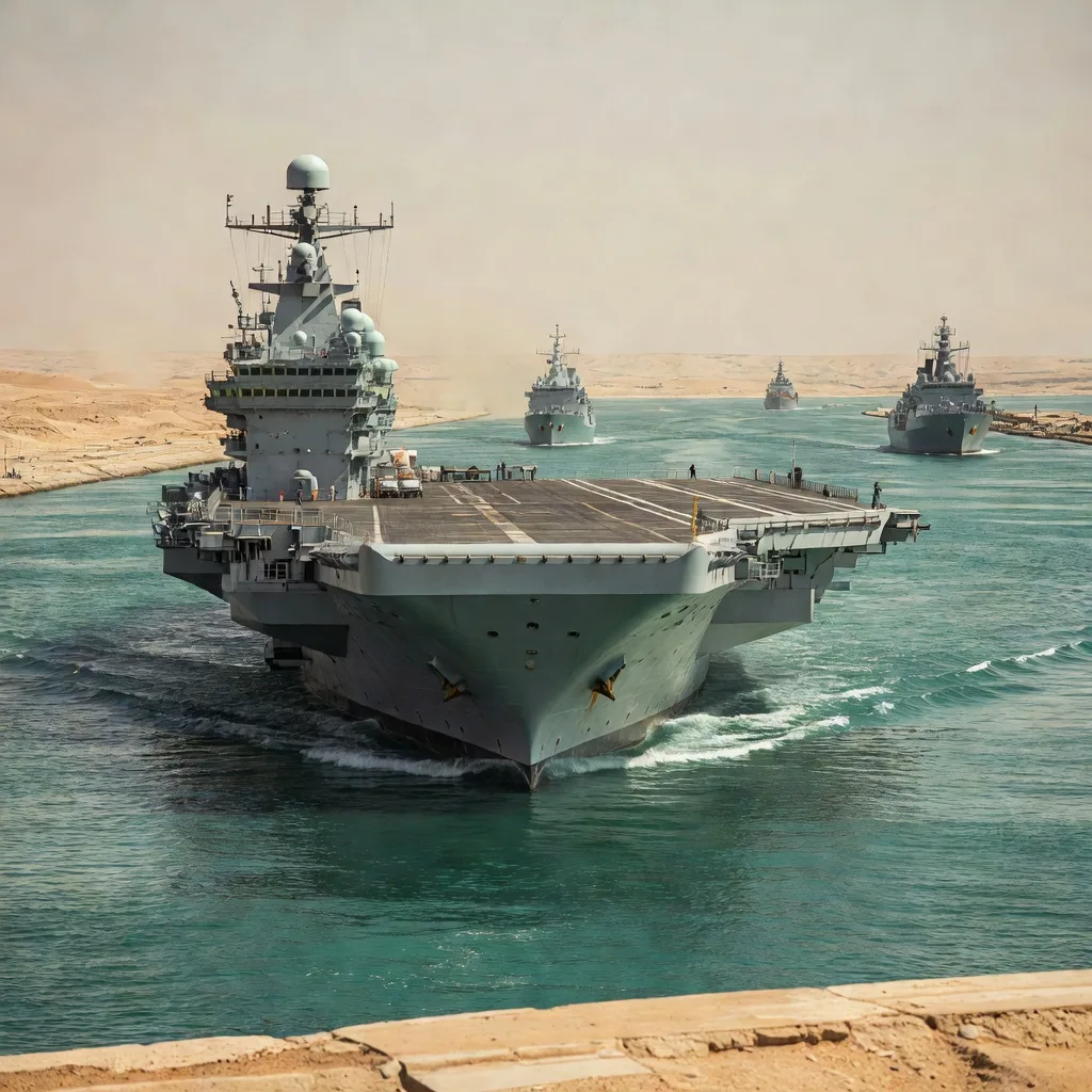 La Charles de Gaulle solca il Canale di Suez verso il Mar Rosso